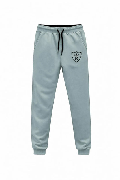 Men Fleece Printed Track Suit Grey Slim Fit Winter