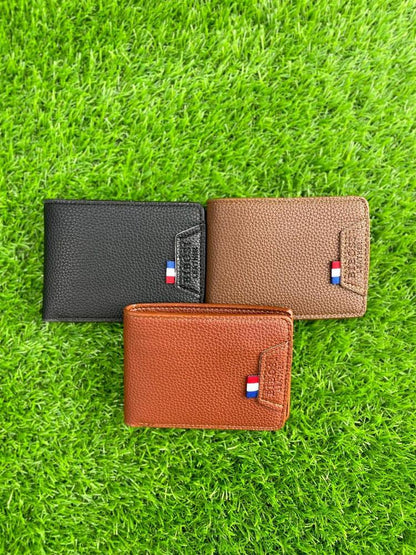Men Leather Bi-Fold Wallet with Dot Pattern