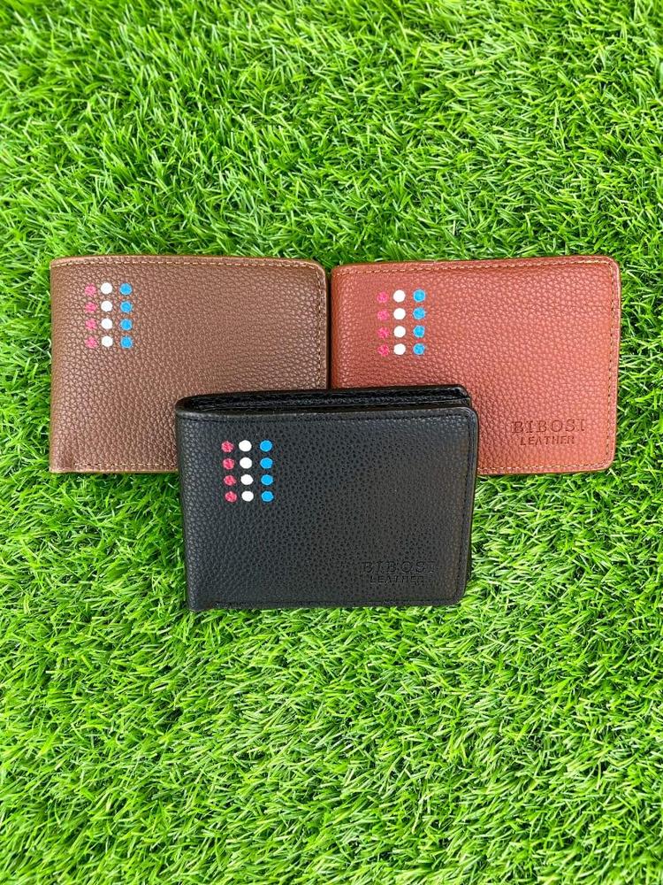 Men Leather Bi-Fold Wallet with Dot Pattern