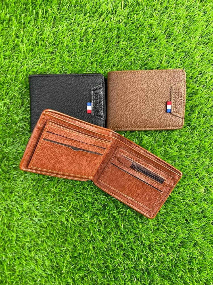 Men Leather Bi-Fold Wallet with Dot Pattern