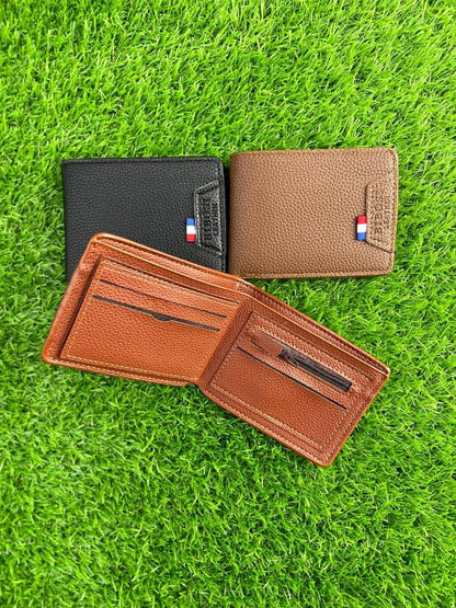 Men Leather Bi-Fold Wallet with Dot Pattern