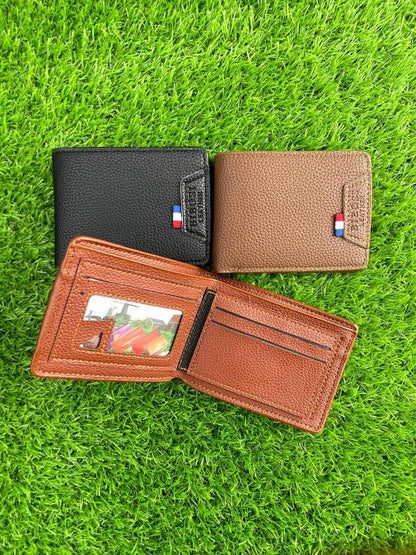 Men Leather Bi-Fold Wallet with Dot Pattern
