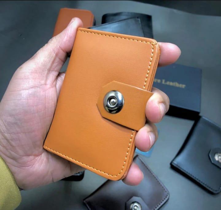 Men's Brown Leather Wallet with Snap Closure