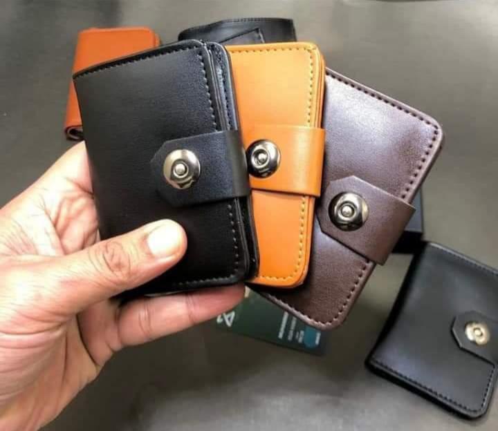 Men's Brown Leather Wallet with Snap Closure