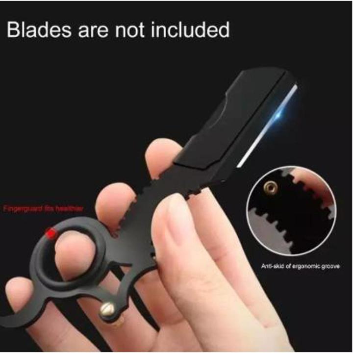 Black Fingerless Shaving Razor with Anti-Skid Grip
