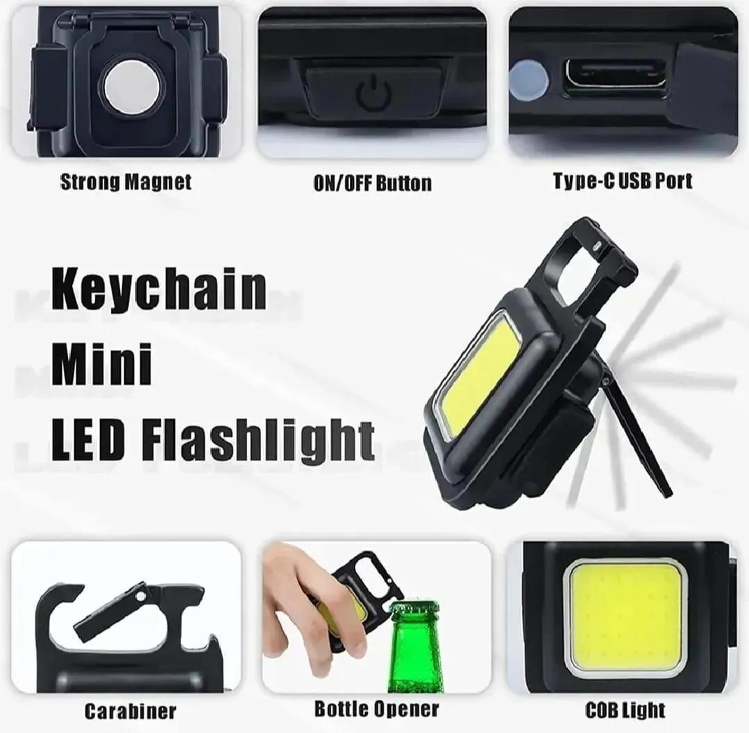 LED Keychain Light Black 50g with Bottle Opener