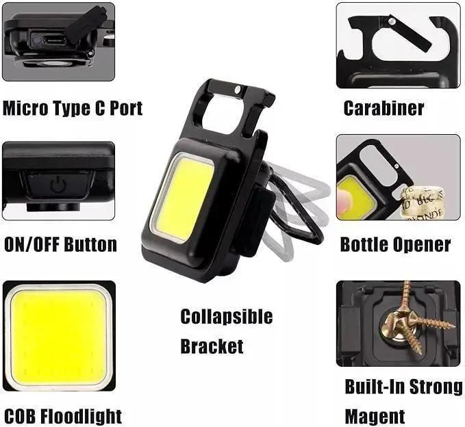 LED Keychain Light Black 50g with Bottle Opener