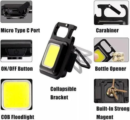 LED Keychain Light Black 50g with Bottle Opener