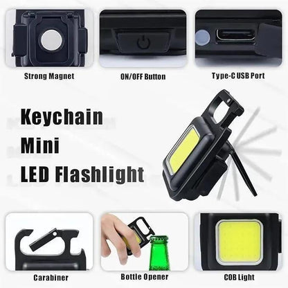 LED Keychain Light Black 50g with Bottle Opener
