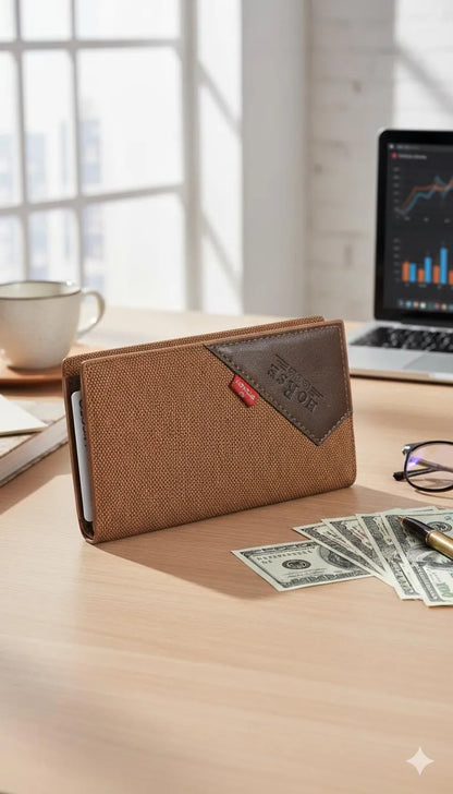 Men's Slim Leather Wallet with RFID Protection Brown Tan