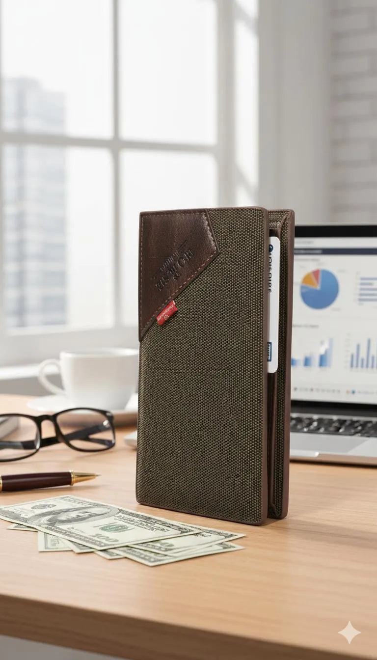 Men's Slim Leather Wallet with RFID Protection Brown Tan
