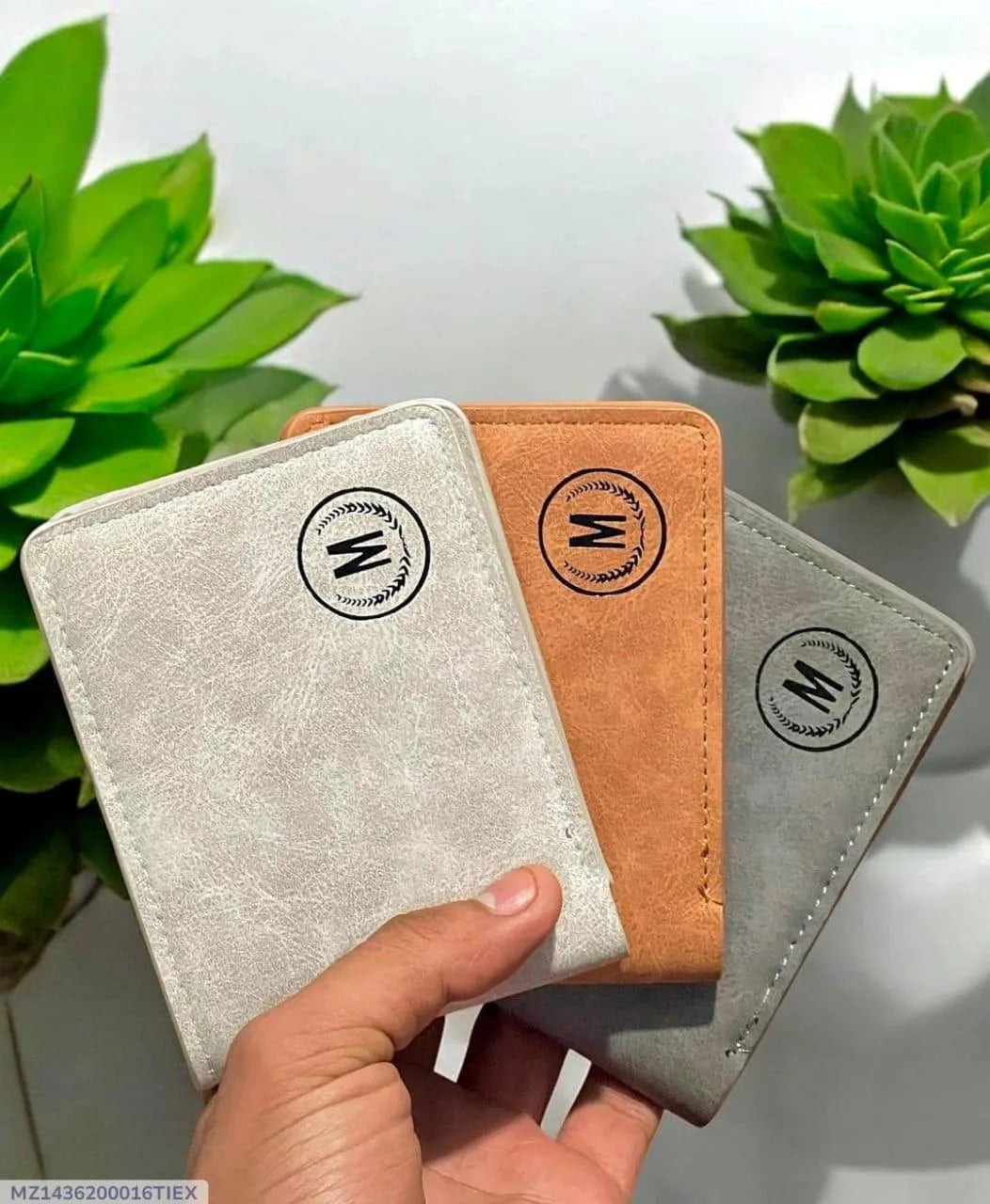 Men's Brown Rubber Wallet with Monogrammed 'M' Design