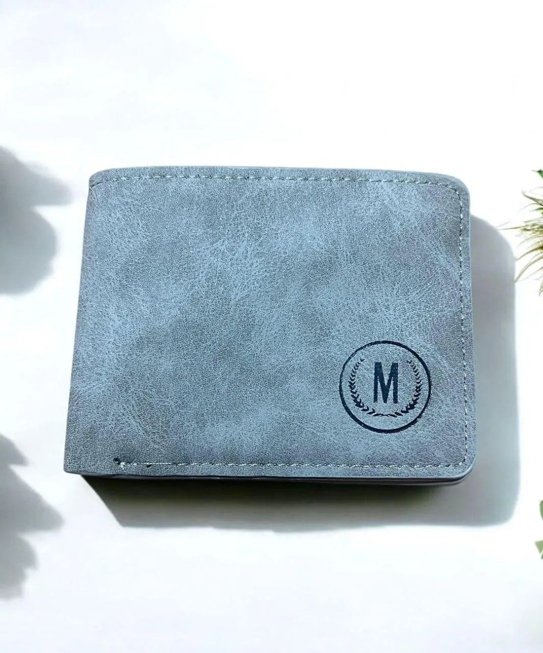 Men's Brown Rubber Wallet with Monogrammed 'M' Design