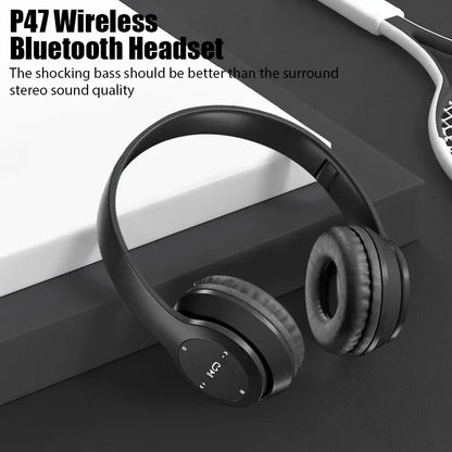 P47 Wireless High Quality Bluetooth Foldable Headset With Microphone FOR All cell phones and laptop used