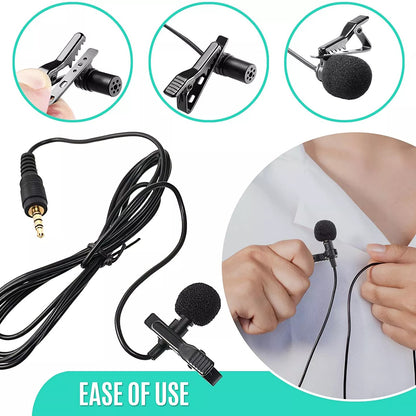 Professional Lavalier Microphone for TikTok & Blogging – Clip-On Wired Mic