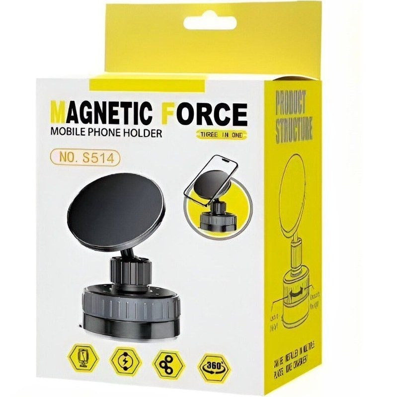 Premium 360° Magnetic Car Phone Mount – Powerful Suction Cup, Foldable Adjustable Dashboard Holder for All Smartphones