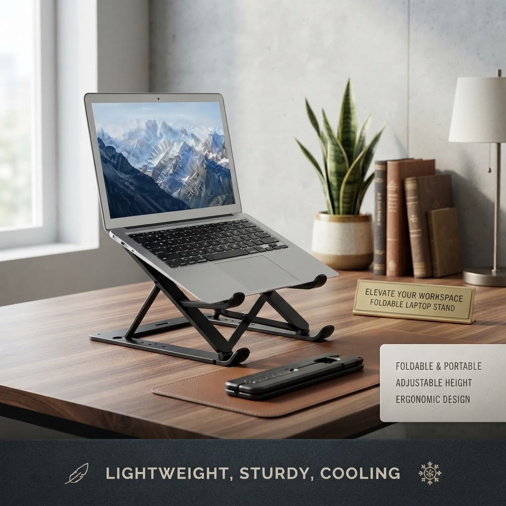Portable & Foldable Aluminium Laptop Stand - Black