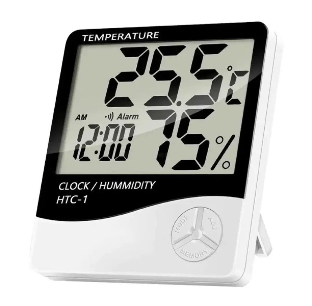 HTC-1 Digital Temperature & Humidity Meter with Clock – Thermometer Hygrometer