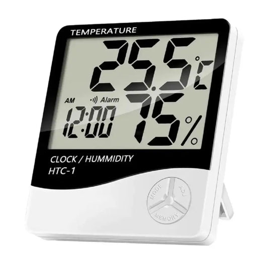 HTC-1 Digital Temperature & Humidity Meter with Clock – Thermometer Hygrometer
