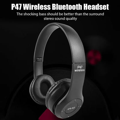 P47 Wireless High Quality Bluetooth Foldable Headset With Microphone FOR All cell phones and laptop used