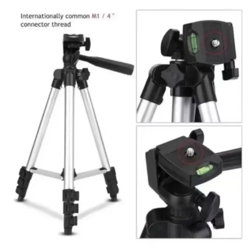 Aluminum Alloy Phone Tripod Stand Retractable Portable Holder for Outdoor Live Streaming Mobile Photography Approx 3.5 Feet