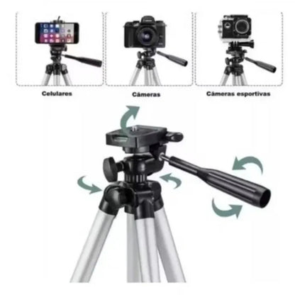 Aluminum Alloy Phone Tripod Stand Retractable Portable Holder for Outdoor Live Streaming Mobile Photography Approx 3.5 Feet
