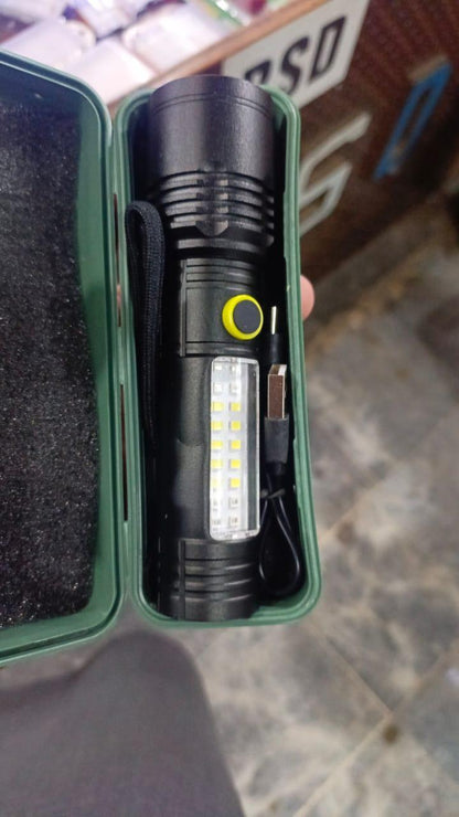 Rechargeable Camping Torch Black Aluminum 20W Laser Beam