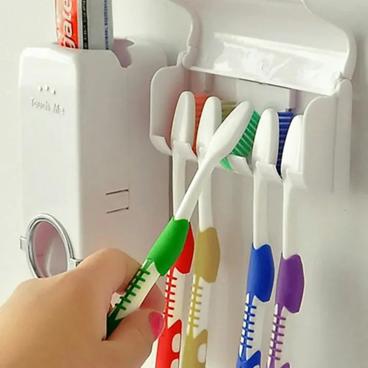 Automatic Toothpaste Dispenser & Toothbrush Holder Set