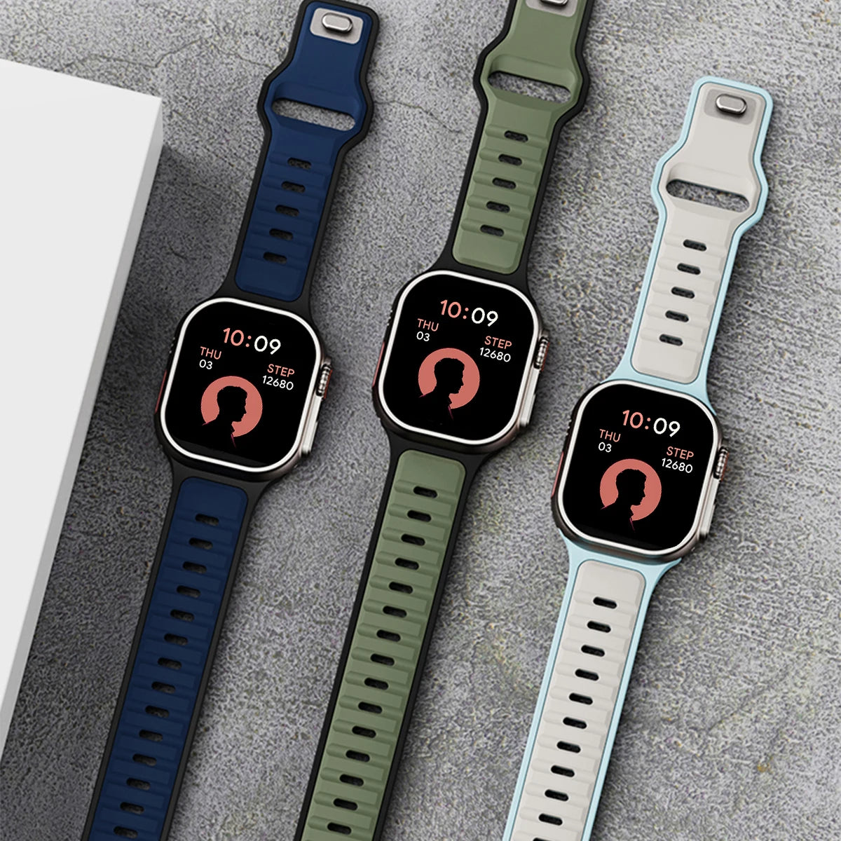 For I watch Series 4 5 6 7 8 9 10 11 SE3 Ultra 1 2 Silicone Strap Sports Band for Apple Watch