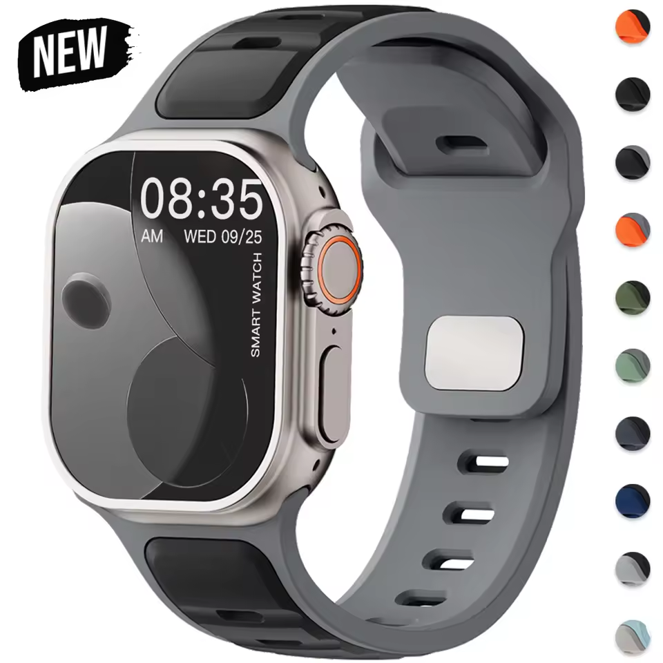 For I watch Series 4 5 6 7 8 9 10 11 SE3 Ultra 1 2 Silicone Strap Sports Band for Apple Watch