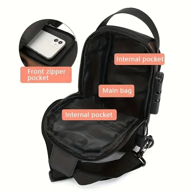 Anti-Theft Cross Body Bag With Password Lock Smooth Zippers And High-Capacity Storage For Secure Travel And Convenient Daily Use (Random Color)